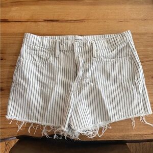 Frame Denim Women's Jean Shorts - White and Blue Stripes
